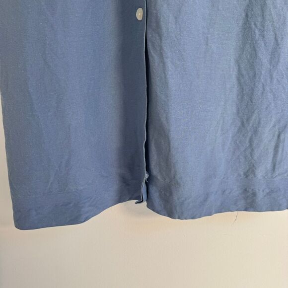 Natural Instincts Button Down Long Linen Blend Blue Coastal Dress Size 8 - Picture 8 of 8